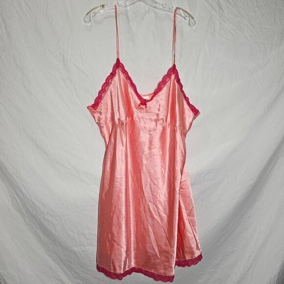 Peachy satin vintage y2k lace trim plus size coquette slip dress - Picture 1 of 5